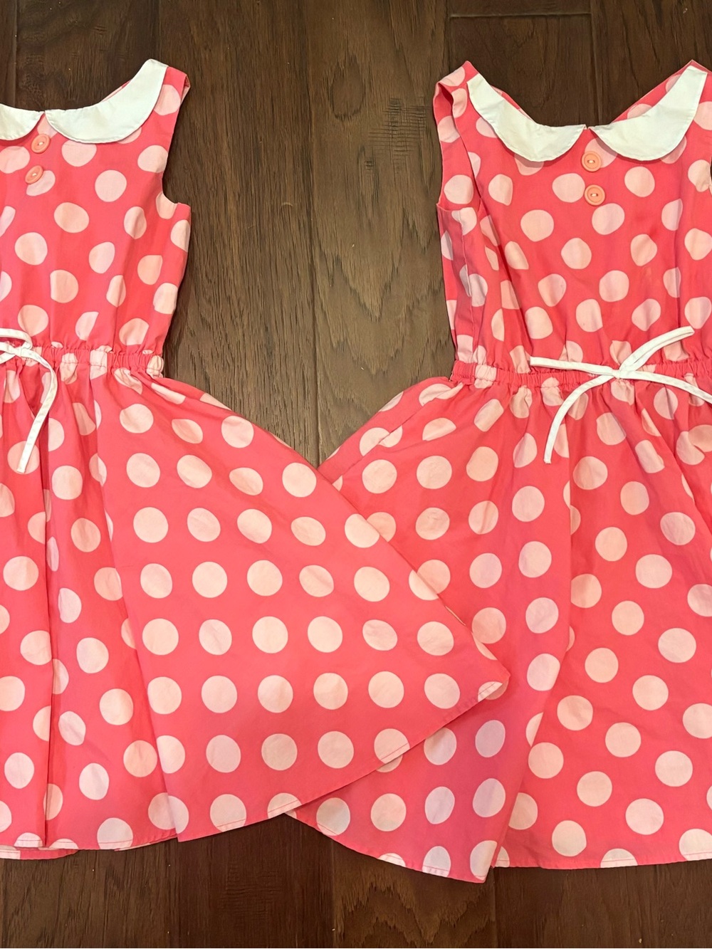 Eleanor Rose Pink Polka Dot Dress with White Peter Pan Collar size 7-8
